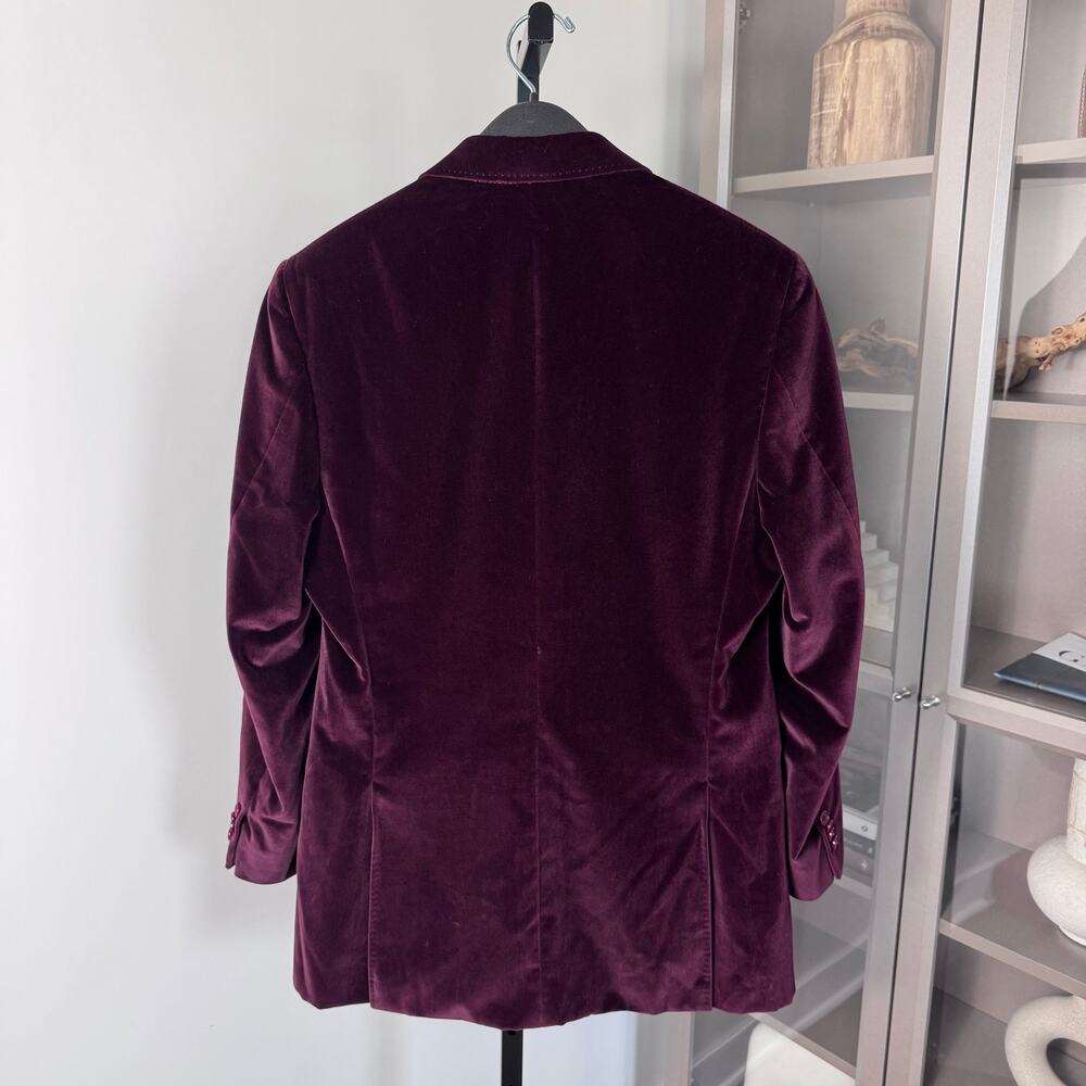 CANALI Burgundy Velvet Single Breasted Sport Coat 50 R Smoking Jacket Blazer - Picture 2 of 5